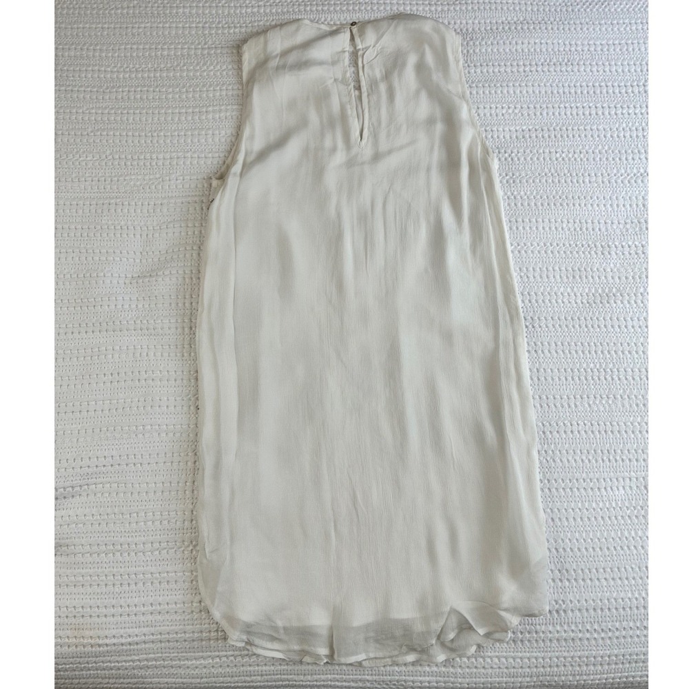 IKKS Shift Dress Mini White Metallic Beading Embellished Festival Women 38 or M - Picture 2 of 15